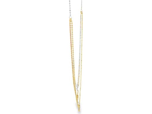 18K Tri-Color Gold Layered Necklace with All Natural Diamonds