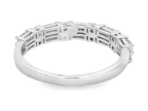 18K White Gold Band Ring with Natural Round and Baguette Diamonds