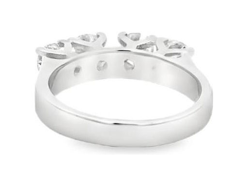 18K White Gold Four-Stone Ring with Natural Round Diamonds and Decorative Gallery Design