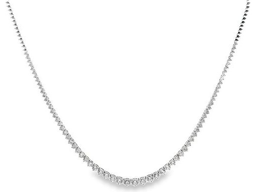 18K White Gold Half Tennis Necklace with Natural Round Diamonds