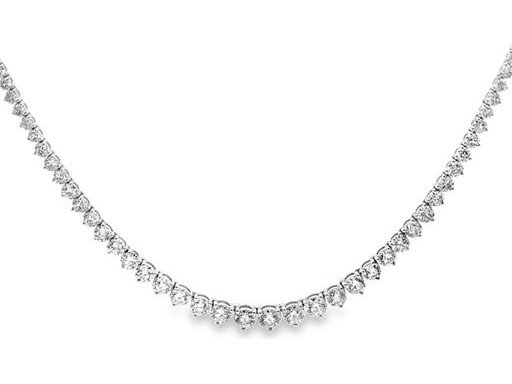 18K White Gold Half Tennis Necklace with Natural Round Diamonds