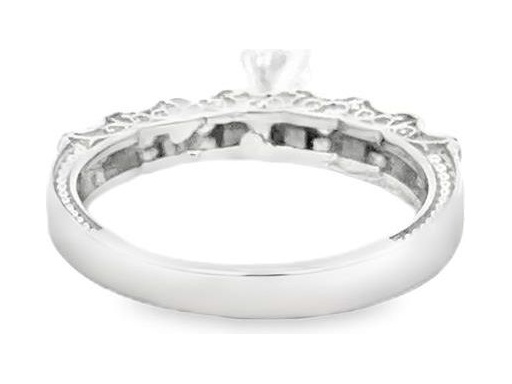 18K White Gold Diamond Bridal Ring Set with Natural Round Diamonds (Mounting for Center Stone)