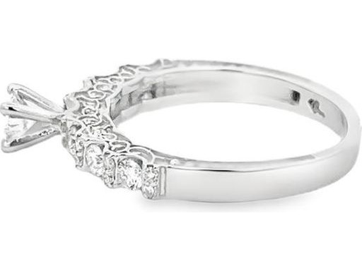 18K White Gold Diamond Bridal Ring Set with Natural Round Diamonds (Mounting for Center Stone)