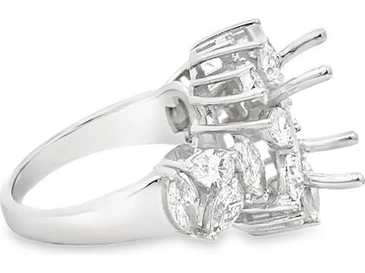White Gold Ring with Pear-Shaped, Marquise, and Natural Round Diamonds (Center Stone to Be Set)