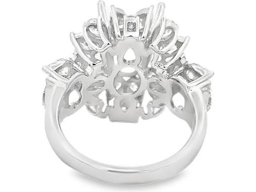 White Gold Ring with Pear-Shaped, Marquise, and Natural Round Diamonds (Center Stone to Be Set)