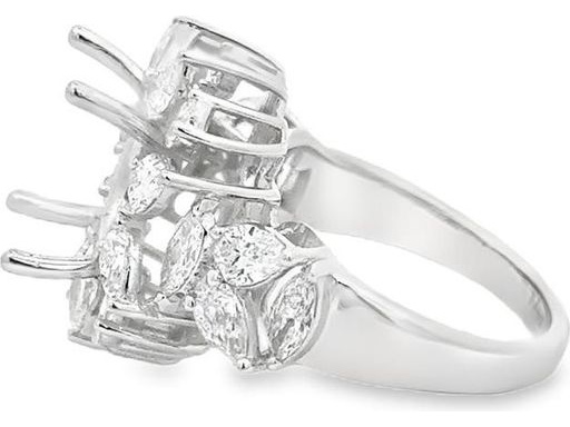 White Gold Ring with Pear-Shaped, Marquise, and Natural Round Diamonds (Center Stone to Be Set)