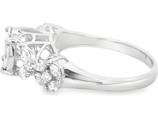 18K White Gold Ring with Princess-Cut, Marquise, and Natural Round Diamonds