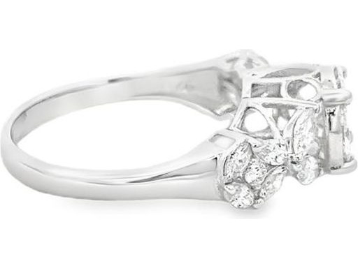 18K White Gold Ring with Princess-Cut, Marquise, and Natural Round Diamonds
