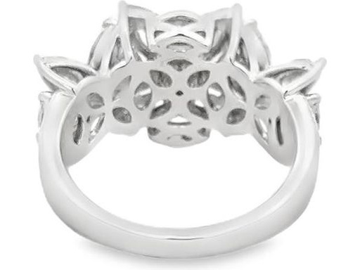 18K White Gold Ring with Pear, Marquise, and Natural Round Diamonds
