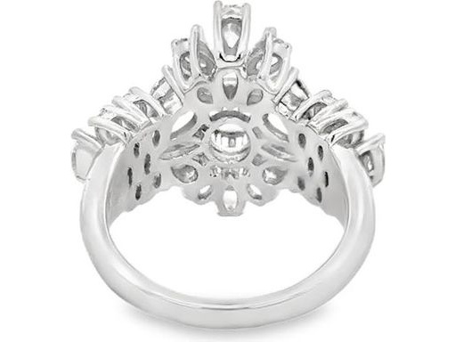 18K White Gold Ring with Natural Pear-Shaped and Marquise Diamonds – Center Stone Customizable