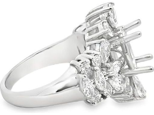 18K White Gold Ring with Natural Pear-Shaped and Marquise Diamonds – Center Stone Customizable