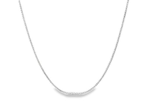18K White Gold Graduated Half-Tennis Necklace with Natural Round Diamonds