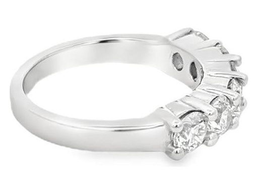 18K White Gold Half Eternity Ring with 6 Natural Round Diamonds