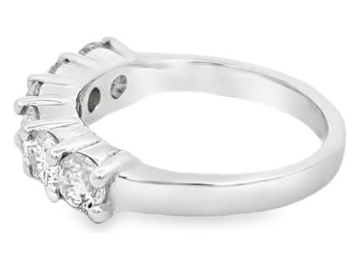 18K White Gold Half Eternity Ring with 6 Natural Round Diamonds