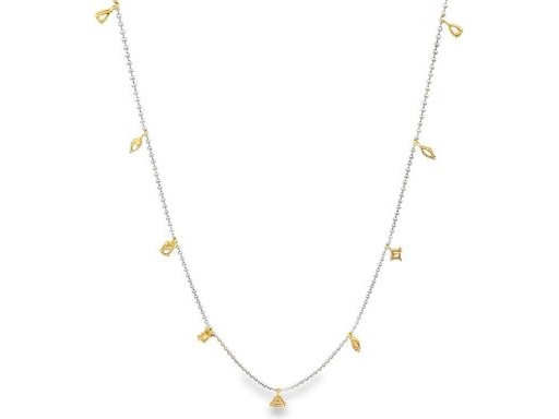 18K White Gold Chain Necklace with Mixed-Cut Natural Diamonds