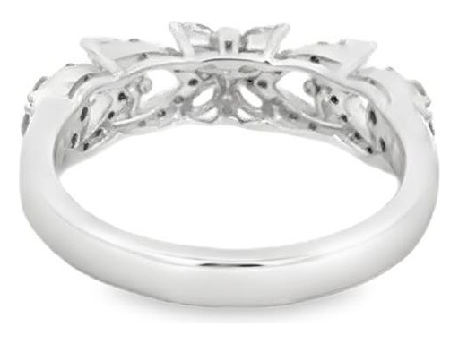 18K White Gold Ring with Natural Marquise and Round Diamonds