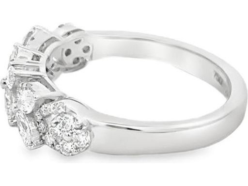 18K White Gold Ring with Natural Marquise and Round Diamonds