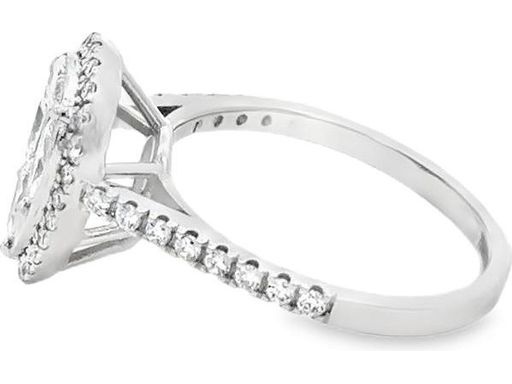 18K White Gold Pear-Shaped Ring with Natural Marquise, Pear, Baguette, and Round Diamonds in Halo Design