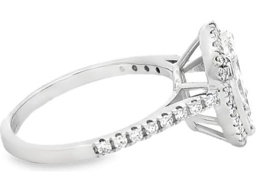 18K White Gold Pear-Shaped Ring with Natural Marquise, Pear, Baguette, and Round Diamonds in Halo Design