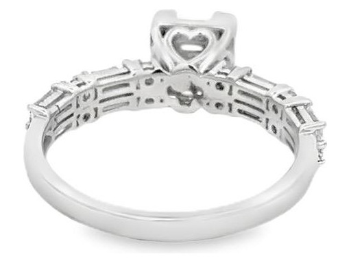 18K White Gold Ring with Natural Baguette and Round Diamonds