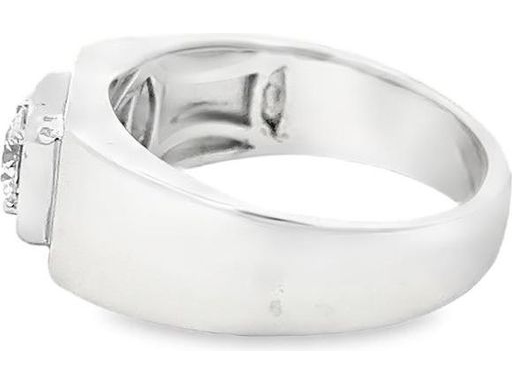 18K White Gold Men's Ring with GIA-Certified Natural Round Diamond