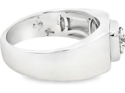 18K White Gold Men's Ring with GIA-Certified Natural Round Diamond