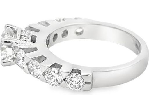 18K White Gold Engagement Ring with GIA-Certified Natural Center Diamond and Side Diamonds
