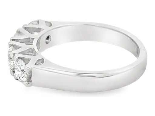 18K White Gold Four-Stone Ring with Natural Round Diamonds