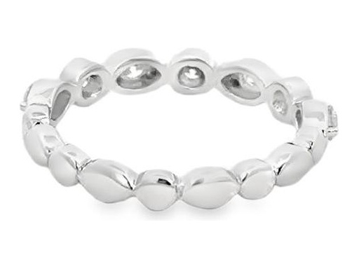 18K White Gold Half-Eternity Ring with Natural Round Diamonds in Bezel Setting