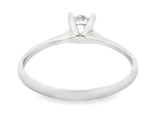 18K White Gold Classic Solitaire Ring with Natural Round Diamond