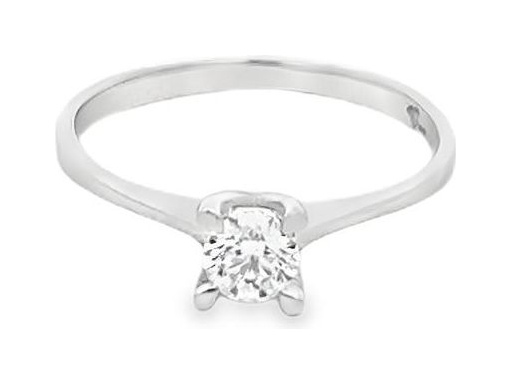 18K White Gold Classic Solitaire Ring with Natural Round Diamond
