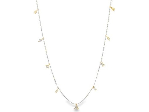 18K White Gold Chain Necklace with Mixed-Cut Natural Diamonds