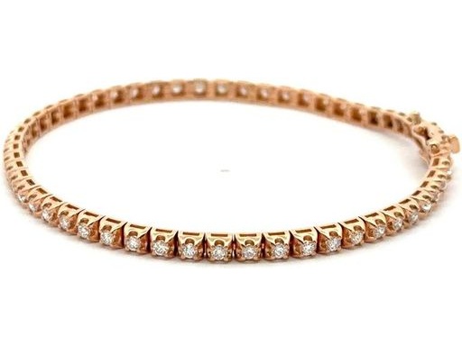 18K Rose Gold Tennis Bracelet with Natural Round Diamonds