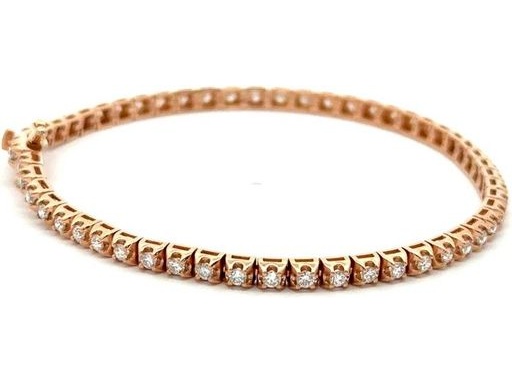 18K Rose Gold Tennis Bracelet with Natural Round Diamonds