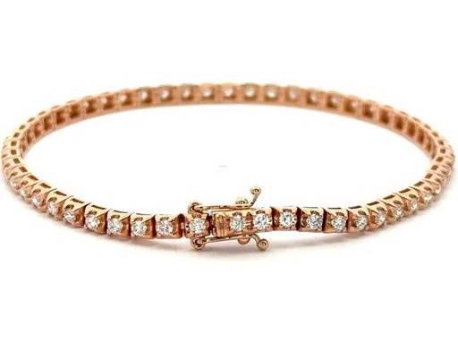 18K Rose Gold Tennis Bracelet with Natural Round Diamonds