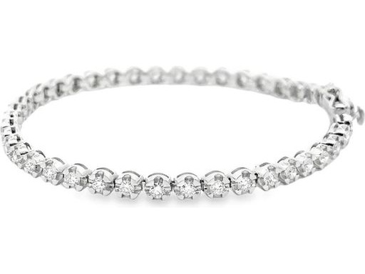 18K White Gold Classic Tennis Bracelet with Natural Round Diamonds