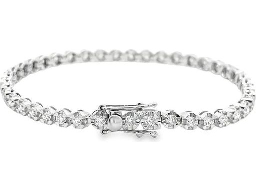 18K White Gold Classic Tennis Bracelet with Natural Round Diamonds
