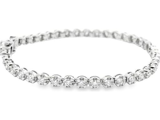 18K White Gold Classic Tennis Bracelet with Natural Round Diamonds