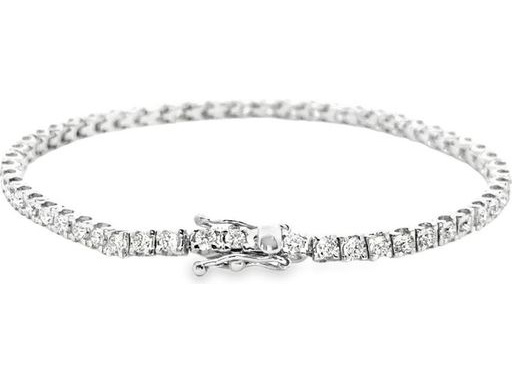 18K White Gold Tennis Bracelet with Natural Round Diamonds