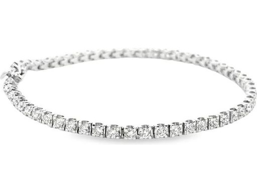 18K White Gold Tennis Bracelet with Natural Round Diamonds
