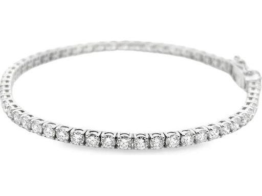 18K White Gold Fine Tennis Bracelet with Natural Round Diamonds