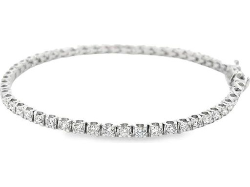 18K White Gold Tennis Bracelet with Natural Round Diamonds