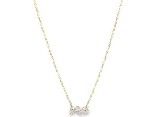 18K Yellow Gold Necklace with Trio of Natural Diamonds