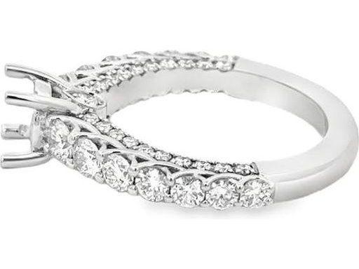 18K White Gold Ring with Natural Round Diamonds — Center Stone by Customer Choice