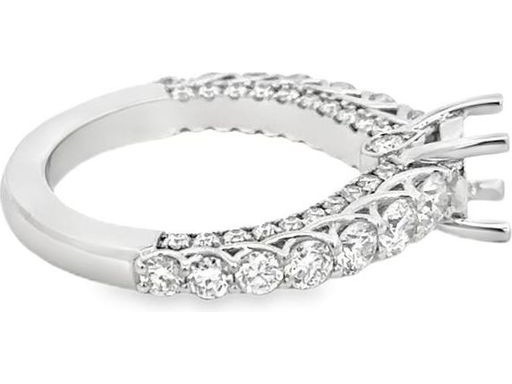 18K White Gold Ring with Natural Round Diamonds — Center Stone by Customer Choice