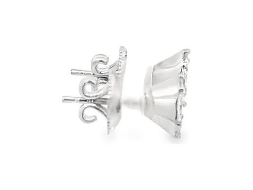 18K White Gold Stud Earrings with Natural Marquise and Princess Cut Diamonds