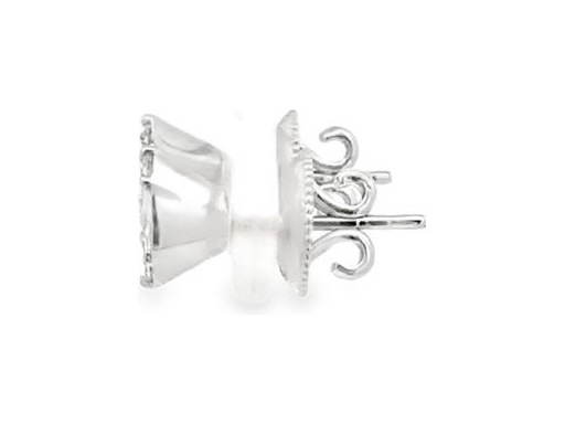 18K White Gold Stud Earrings with Natural Marquise and Princess Cut Diamonds