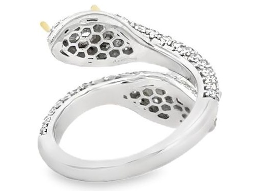 18K Two-Tone Gold Open Ring with Natural Round Diamonds and Customizable Twin Pear-Shaped Settings