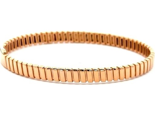 18K Rose Gold Rigid Bangle Bracelet with Three Natural Pear-Shaped Diamonds Surrounded by Round Diamonds