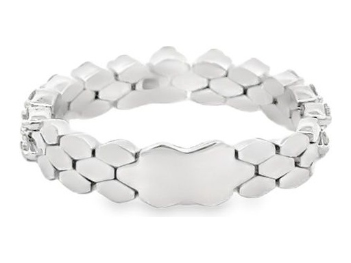 18K White Gold Flexible Ring with Diagonal Rows of Natural Round Diamonds